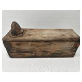 Antique tractor tool box. Dome for oil cans.