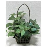 Square wire basket with artificial greenery