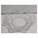 Vintage Etched Glass Ruffled Edge Bowl