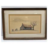 Signed and framed watercolor by Lanny Outlaw