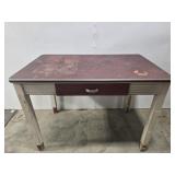 Red and white vintage hosier table
