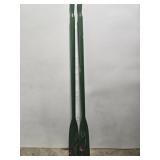 Pair of hand painted green oars