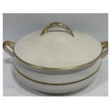 Gold trimmed Johnson Bros England dish with lid