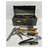 Old tool box with misc. tools. AS IS