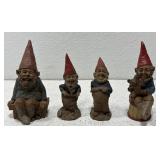 Signed Tom Clark pecan resin gnome figurines