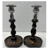Wooden candlestick holders