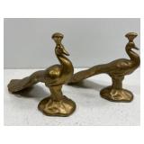 Gold painted ceramic peacocks