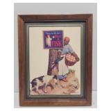 Vintage framed Fisk tires advertisement poster