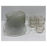 Lot of punch glasses & cut glass triangle plates