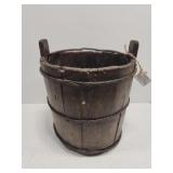 Antique wooden bucket with handle
