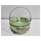 Silver plated green glass decor
