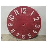 Vintage red wood clock face