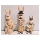 Set of 3 Wooden Decorative Rabbits
