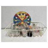 Basket of shot glasses and drinking game