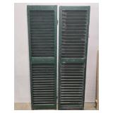 Pair of green wood shutters