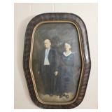 Vintage bow front framed picture