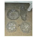 Lot of 4 cut crystal pieces