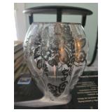 Silver overlay glass vase