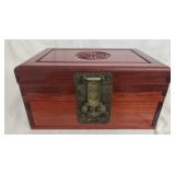 Beautiful wooden jewelry box with costume jewelry
