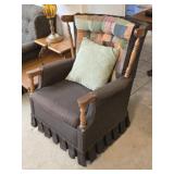 Vintage Quilt Pattern Upholstered Wood Base Rocker