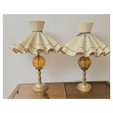 Pair of Mid Century Style Amber Globe Lamps