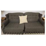 Vintage Dark Green Upholstered Couch 2 pcs