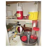 Large Kitchen Cabinet Lot of Misc Items
