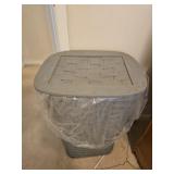 Blue woven trash can basket