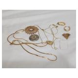 Estate lot of misc gold and sterling jewelry