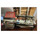 Metal magazine holder and misc books and more