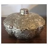 Hand painted weeping white gold trinket dish