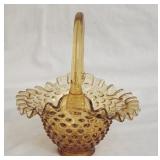 Amber color ruffled edge decorative basket