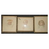 Set of 3 vintage baby prints
