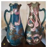 2 blue and purple decorative pitchers SEE DESC