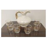 Vintage Ceramic Pitcher & Glasses