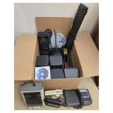 Large Box Lot of Speakers Radios Routers Keyboards