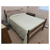 Oak wood queen size bed set