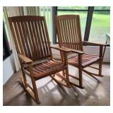 Pair of Solid Wood Slate Rocking Chairs