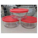Lot of 3 Pyrex Glass Bowls with Lids