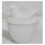 Avon milk glass dish with candle