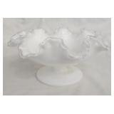 Milk glass ruffled edge candy dish