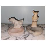 Lot of 2 marble trinket holders
