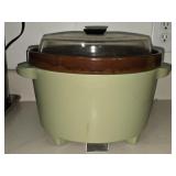 Vintage Green & Brown Crock Pot w Cord