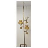 Vintage glass globe floor to roof lamp