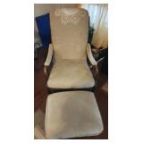 Vintage beige chair with ottoman