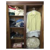 Armoire FULL of Vintage Clothing Blankets Towels