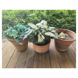 Lot of 3 planters with faux plants