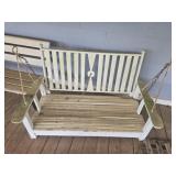White wood swing