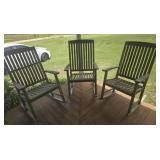 Set of 3 wood rocking chairs