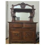 Gorgeous antique beveled edge mirror server